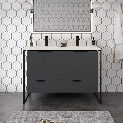 Eviva Onyx Wall Mount Bath Vanity with Solid Surface Top and Integrated Sink (26"-48")