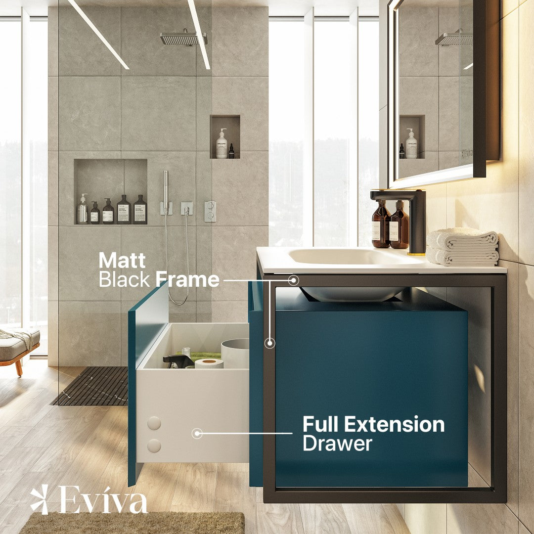Eviva Modena Wall Mount Bath Vanity with Solid Surface Top and Integrated Sink (32"-51")