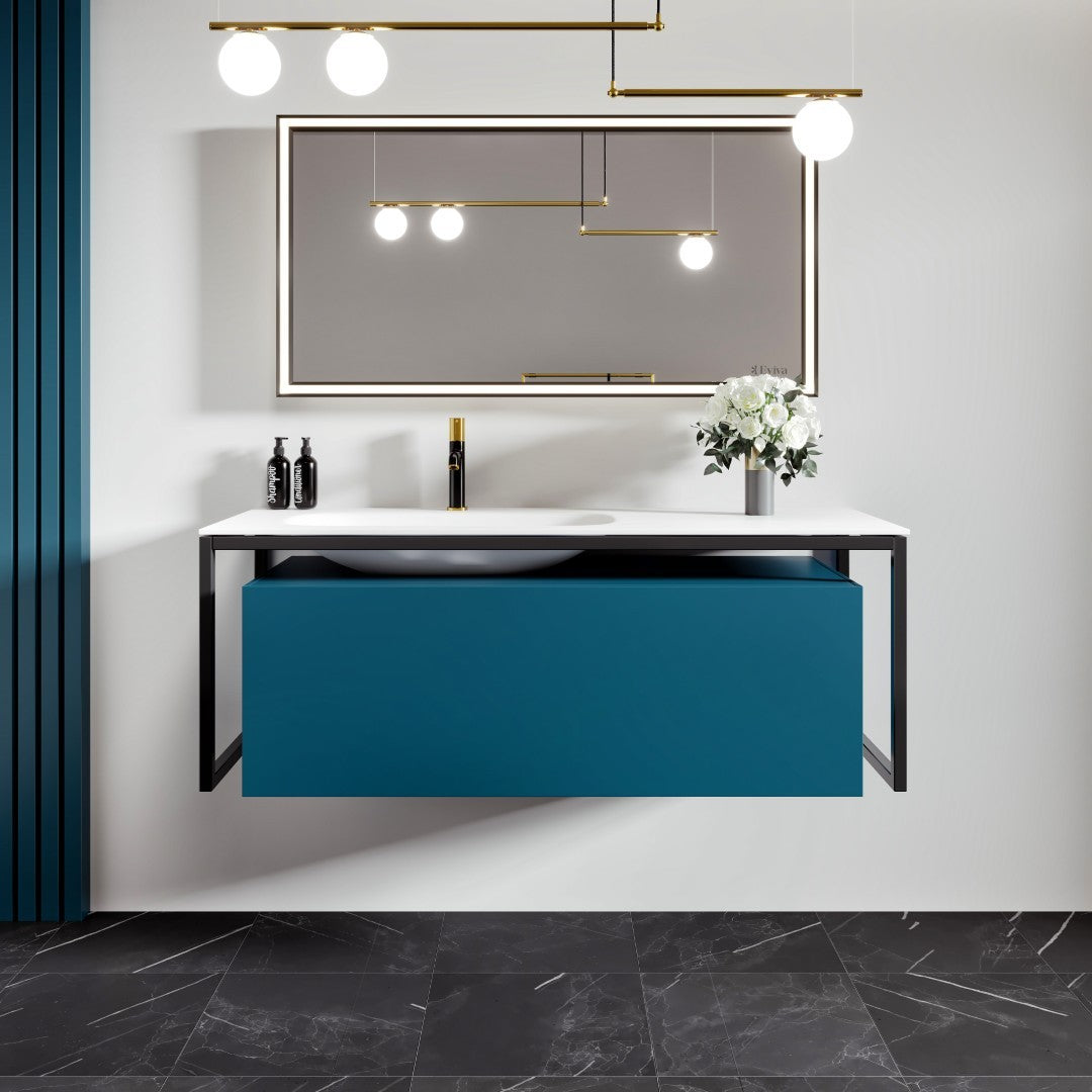 Eviva Modena Wall Mount Bath Vanity with Solid Surface Top and Integrated Sink (32"-51")