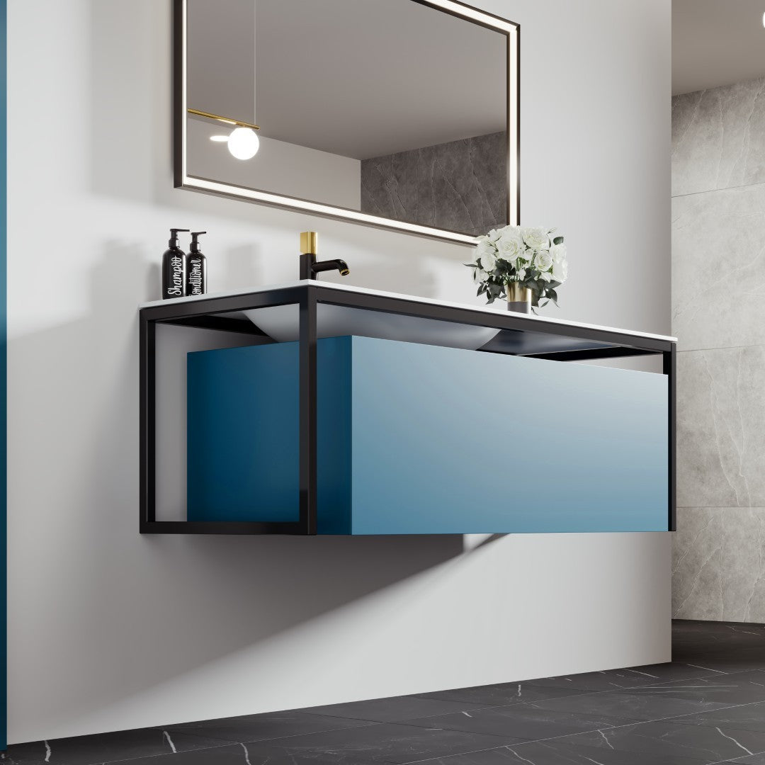Eviva Modena Wall Mount Bath Vanity with Solid Surface Top and Integrated Sink (32"-51")