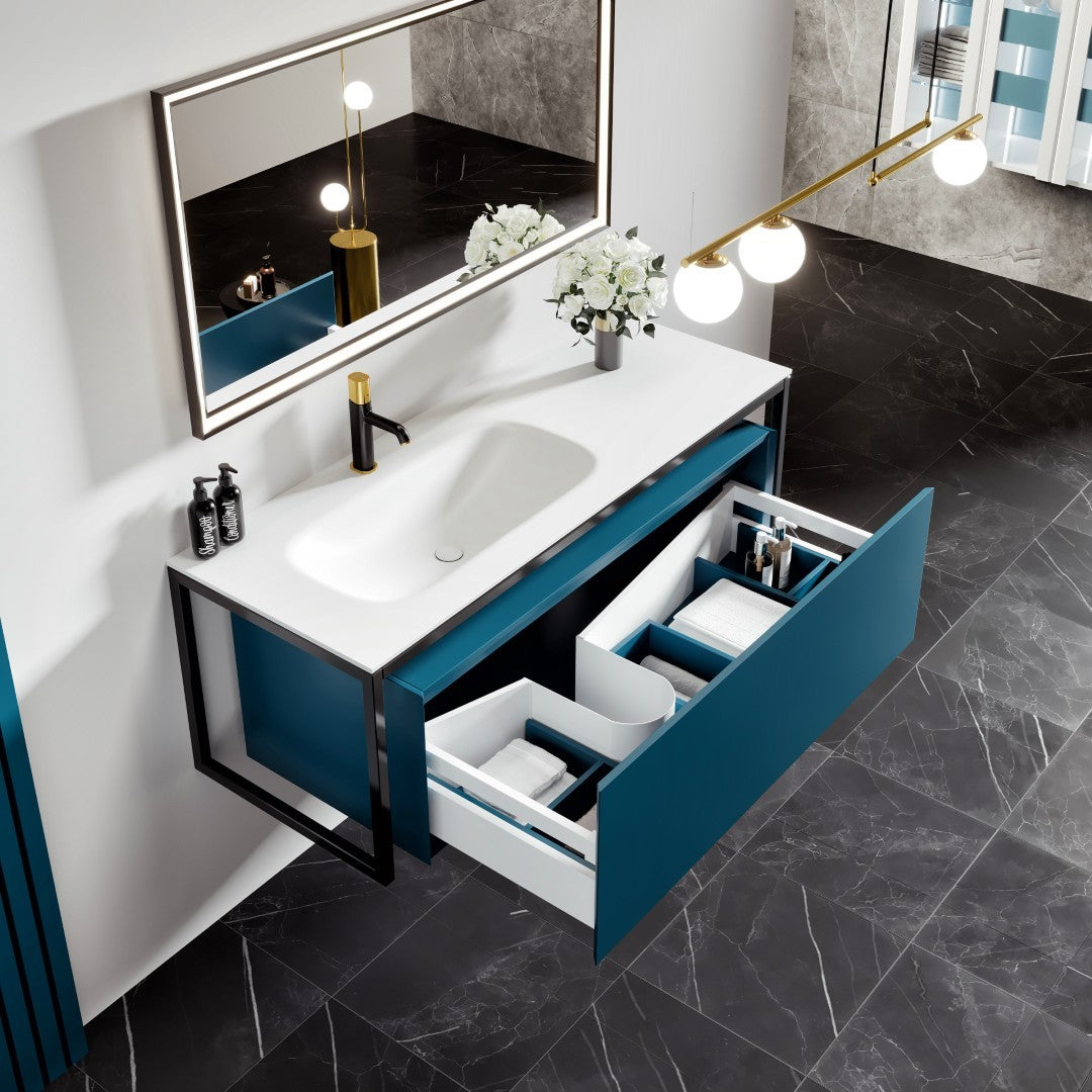 Eviva Modena Wall Mount Bath Vanity with Solid Surface Top and Integrated Sink (32"-51")