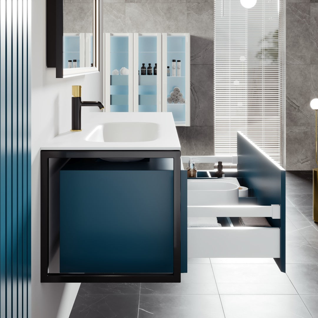 Eviva Modena Wall Mount Bath Vanity with Solid Surface Top and Integrated Sink (32"-51")