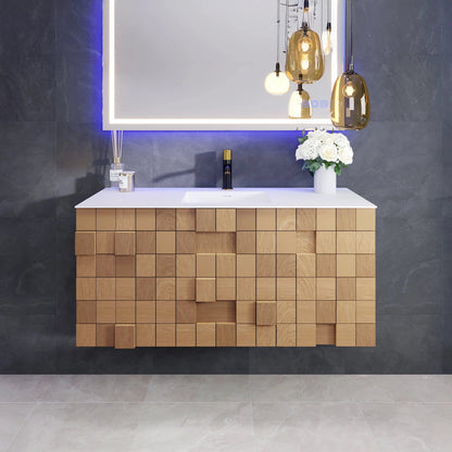 Eviva Mosaic Wall Mount Bath Vanity with Solid Surface Top and Integrated Sink (33"-49")