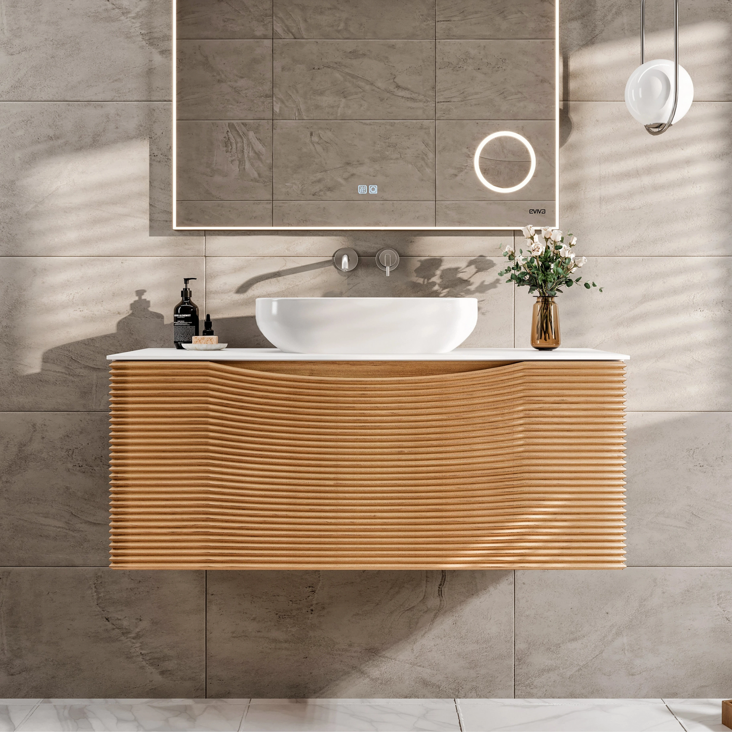 Eviva Leah Wall Mount Bath Vanity with Solid Surface Top and Integrated Sink (32"-39")