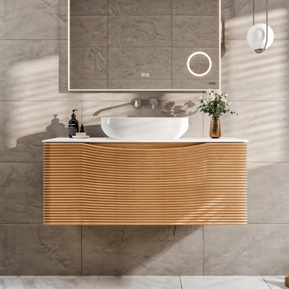Eviva Leah Wall Mount Bath Vanity with Solid Surface Top and Integrated Sink (32"-39")