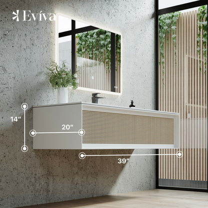 Eviva Nets Wall Mount Bath Vanity with Solid Surface Top and Integrated Sink (32"-44")