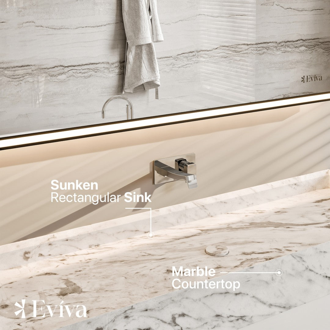 Eviva Fritti Wall Mount Bath Vanity with Carrara Marble Top and Integrated Sink