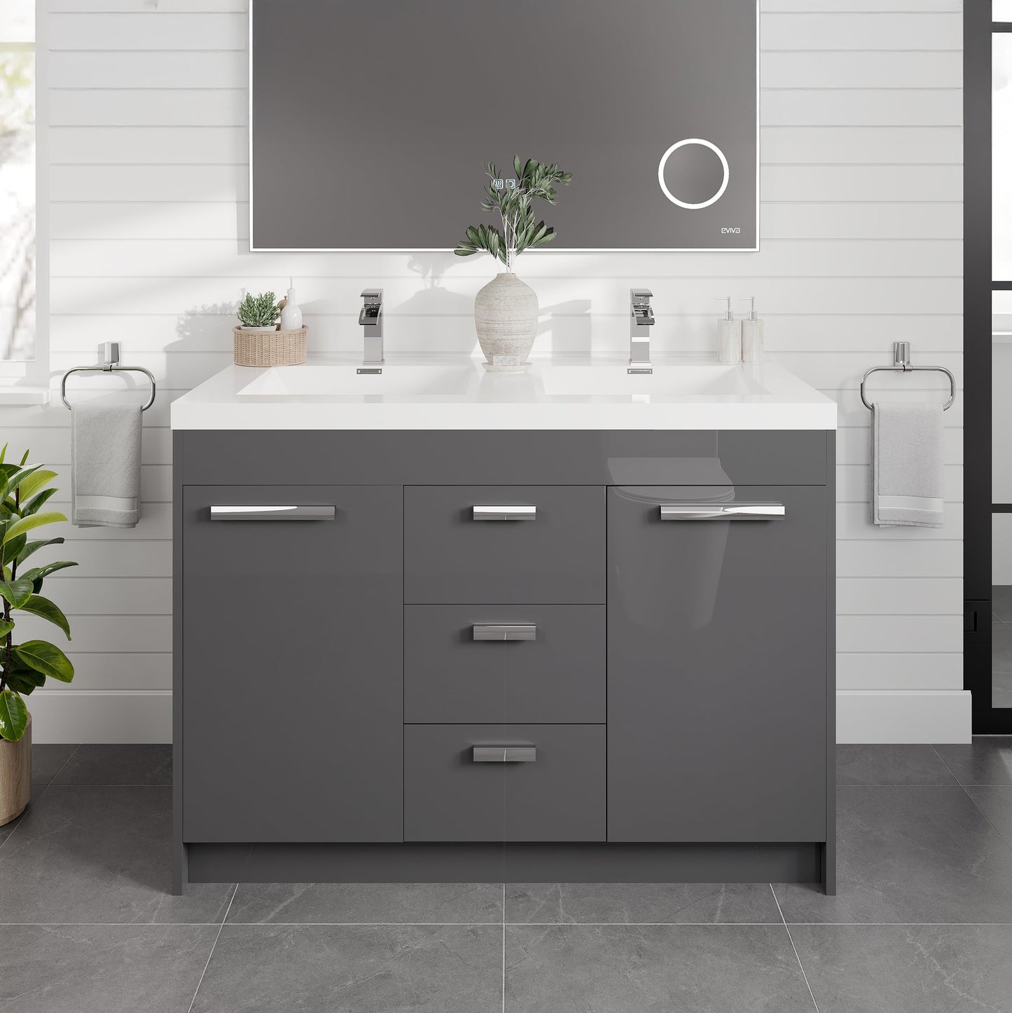Eviva Lugano Bath Vanity with Acrylic Top and Integrated Sink (24"-84")
