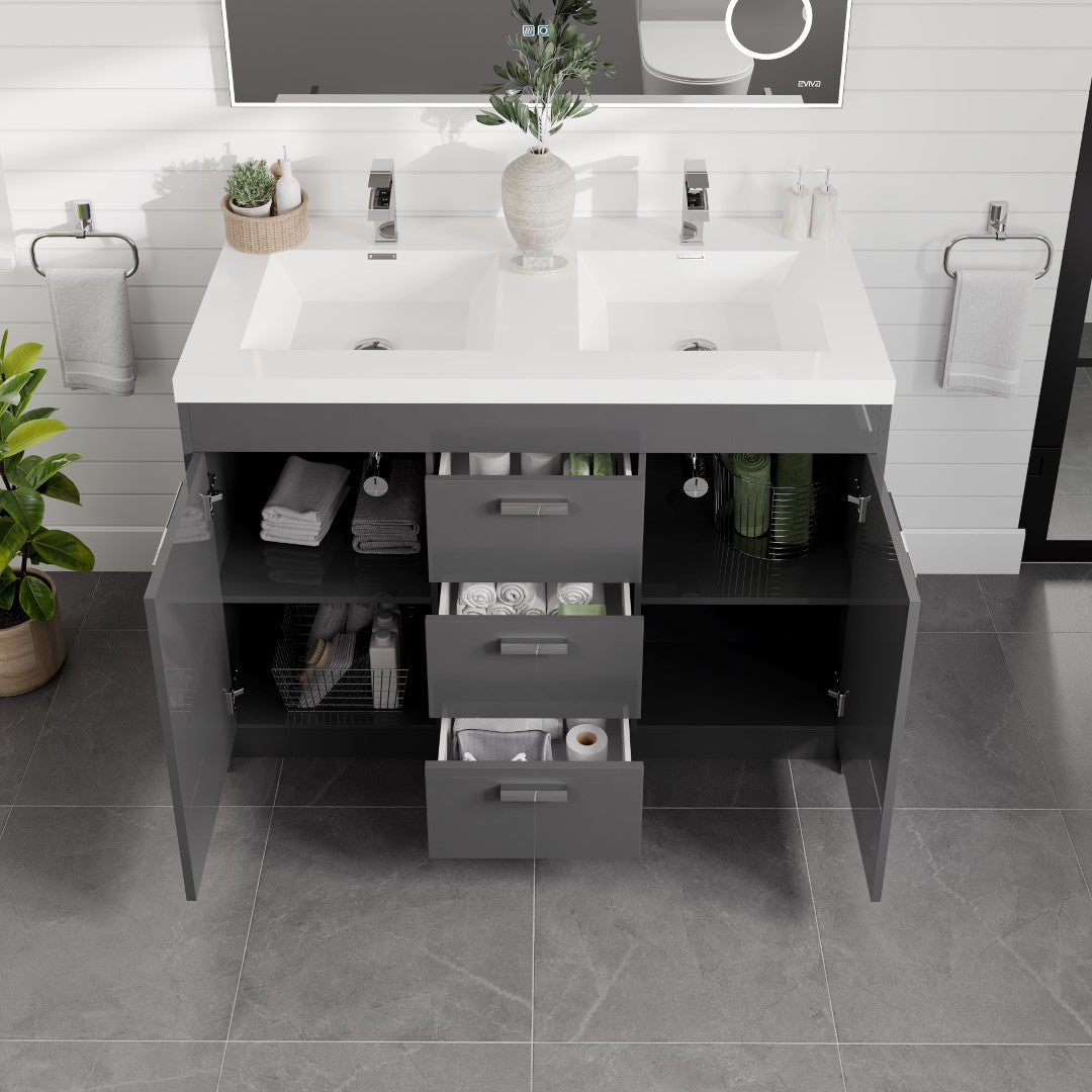 Eviva Lugano Bath Vanity with Acrylic Top and Integrated Sink (24"-84")