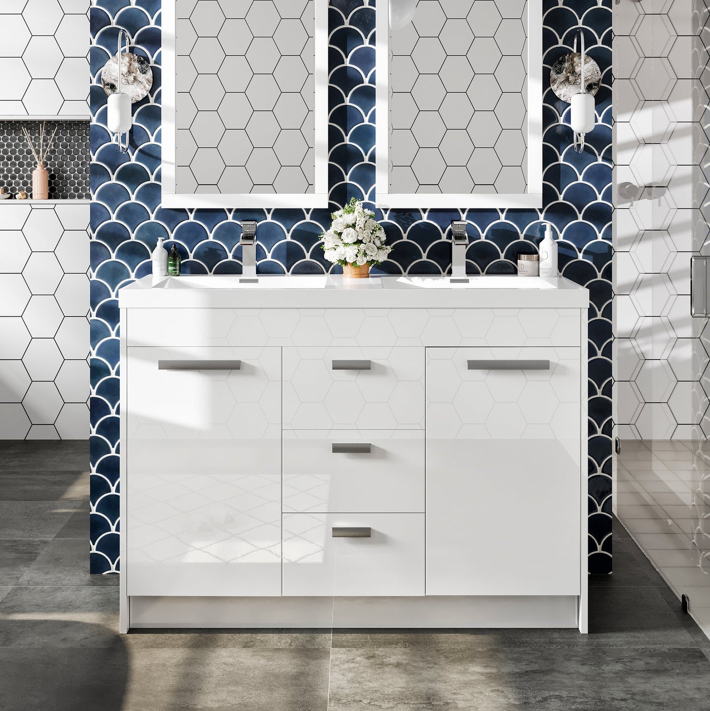 Eviva Lugano Bath Vanity with Acrylic Top and Integrated Sink (24"-84")