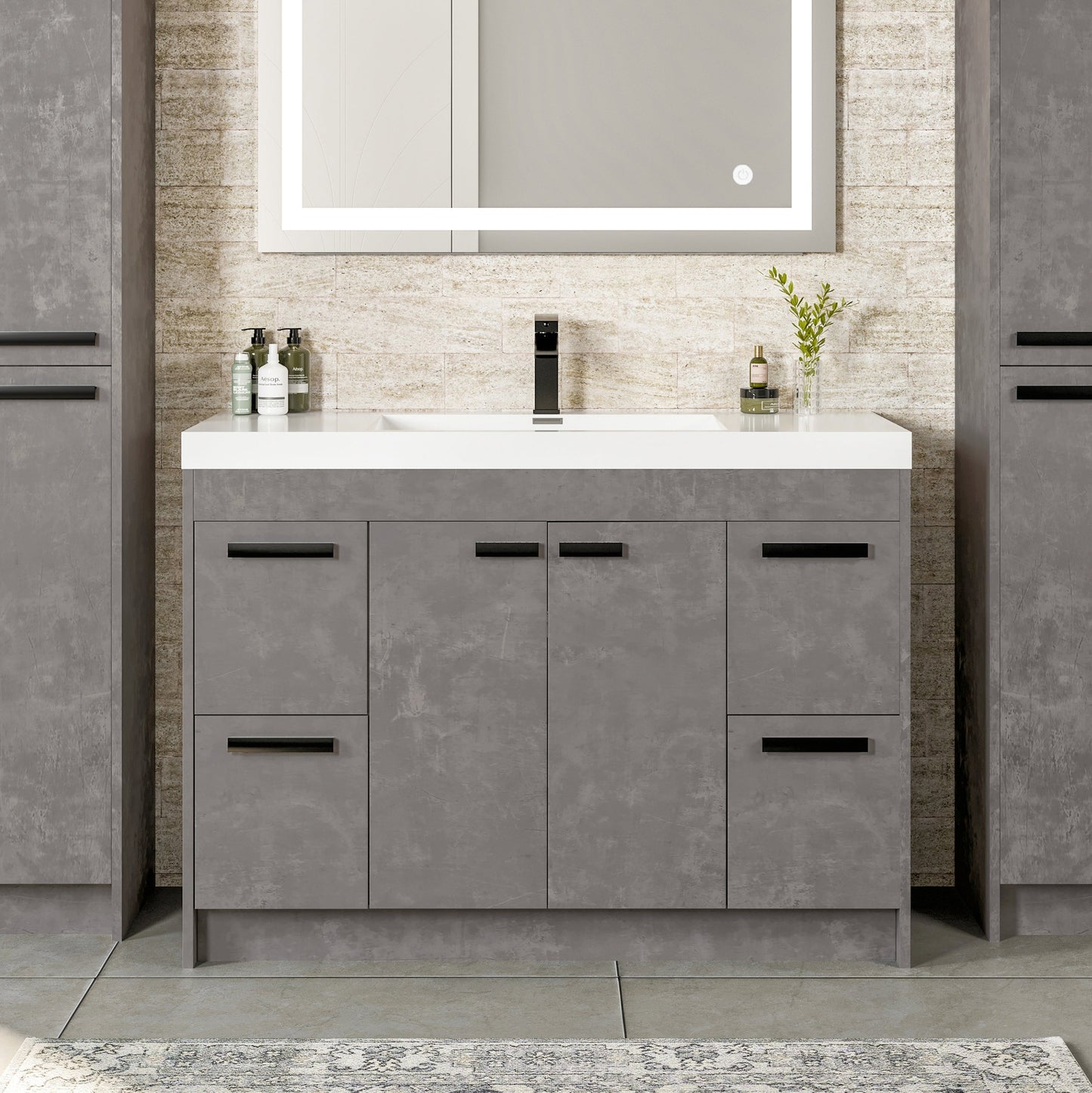 Eviva Lugano Bath Vanity with Acrylic Top and Integrated Sink (24"-84")