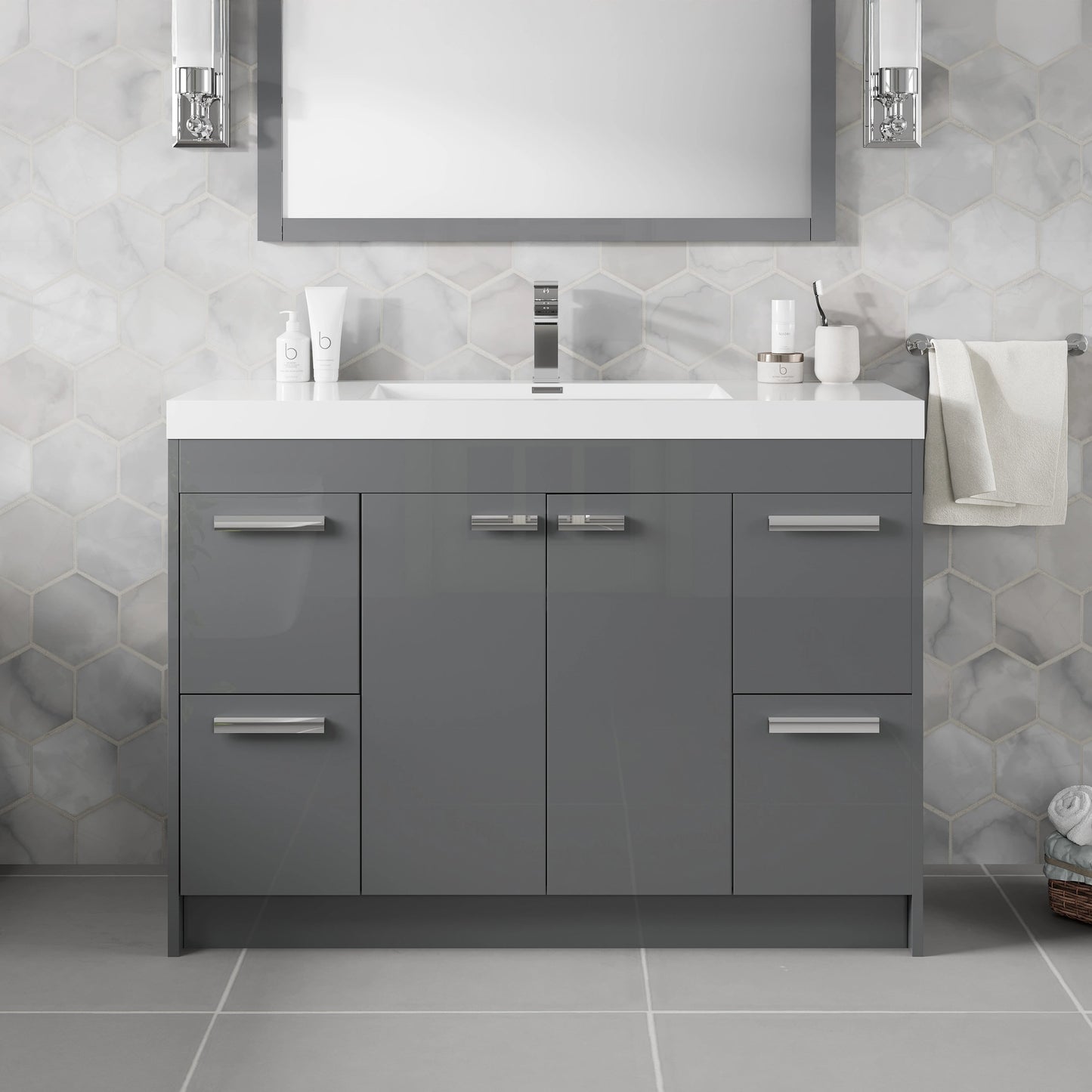 Eviva Lugano Bath Vanity with Acrylic Top and Integrated Sink (24"-84")