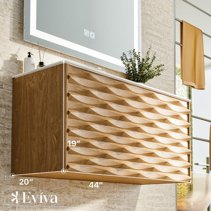 Eviva Oahu Wall Mount Bath Vanity with Solid Surface Top and Integrated Sink (32"-55")