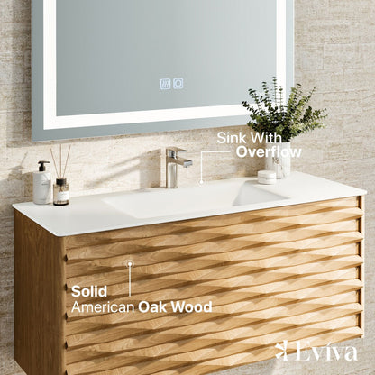 Eviva Oahu Wall Mount Bath Vanity with Solid Surface Top and Integrated Sink (32"-55")