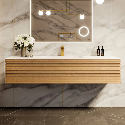 Eviva Allure Wall Mount Bath Vanity with Solid Surface Top and Integrated Sink