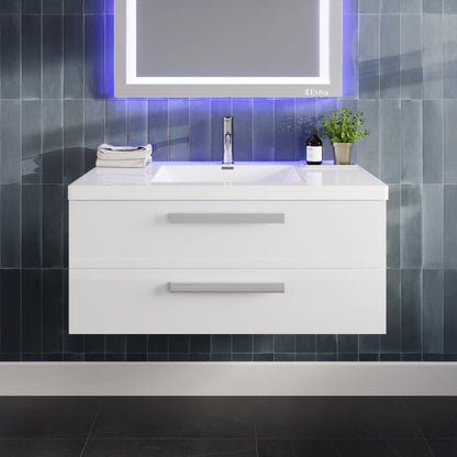 Eviva Surf Wall Mount Bath Vanity with Acrylic Top and Integrated Sink (36"-57")
