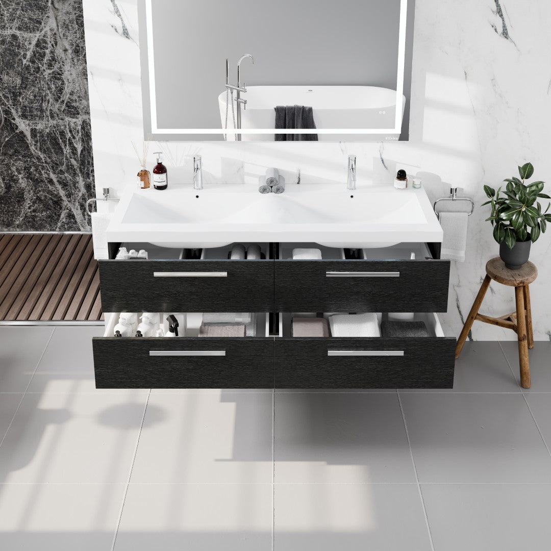 Eviva Surf Wall Mount Bath Vanity with Acrylic Top and Integrated Sink (36"-57")