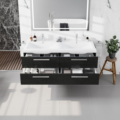 Eviva Surf Wall Mount Bath Vanity with Acrylic Top and Integrated Sink (36"-57")