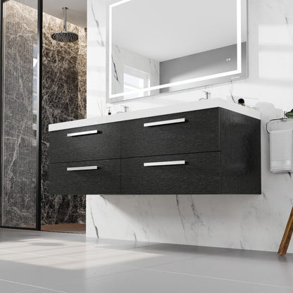 Eviva Surf Wall Mount Bath Vanity with Acrylic Top and Integrated Sink (36"-57")