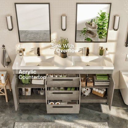 Eviva Lugano Bath Vanity with Acrylic Top and Integrated Sink (24"-84")