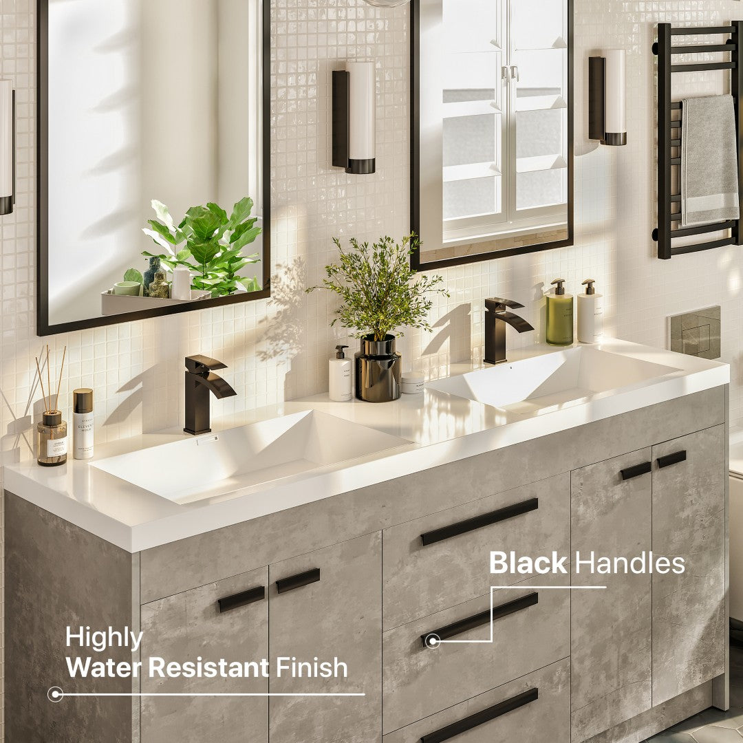 Eviva Lugano Bath Vanity with Acrylic Top and Integrated Sink (24"-84")