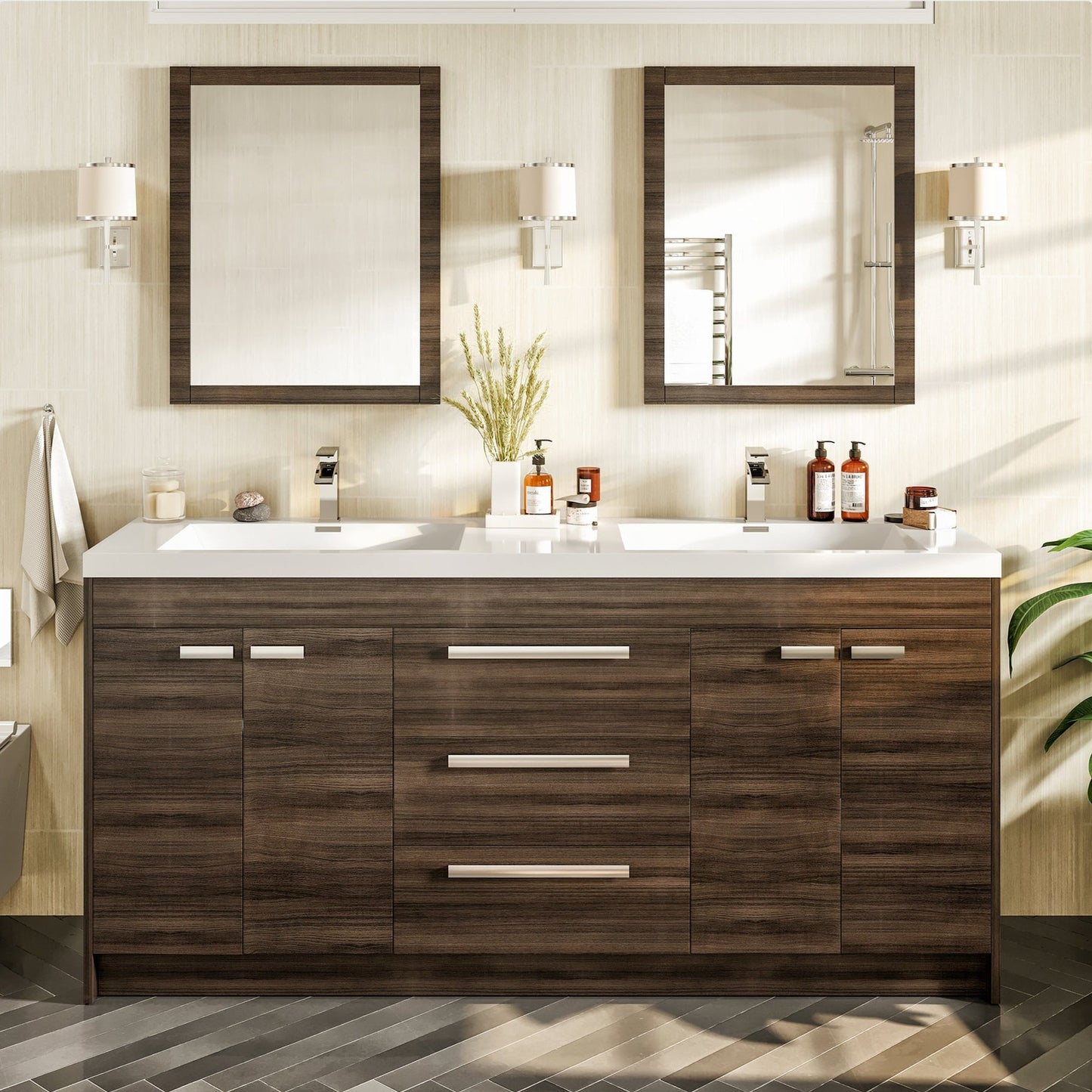 Eviva Lugano Bath Vanity with Acrylic Top and Integrated Sink (24"-84")