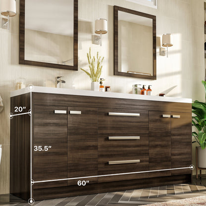 Eviva Lugano Bath Vanity with Acrylic Top and Integrated Sink (24"-84")