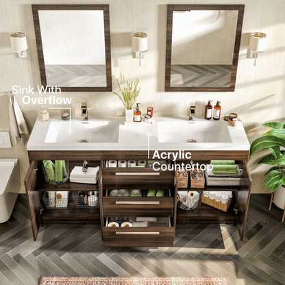 Eviva Lugano Bath Vanity with Acrylic Top and Integrated Sink (24"-84")