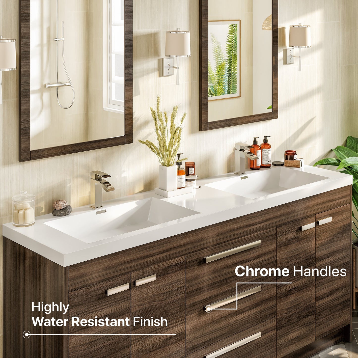 Eviva Lugano Bath Vanity with Acrylic Top and Integrated Sink (24"-84")