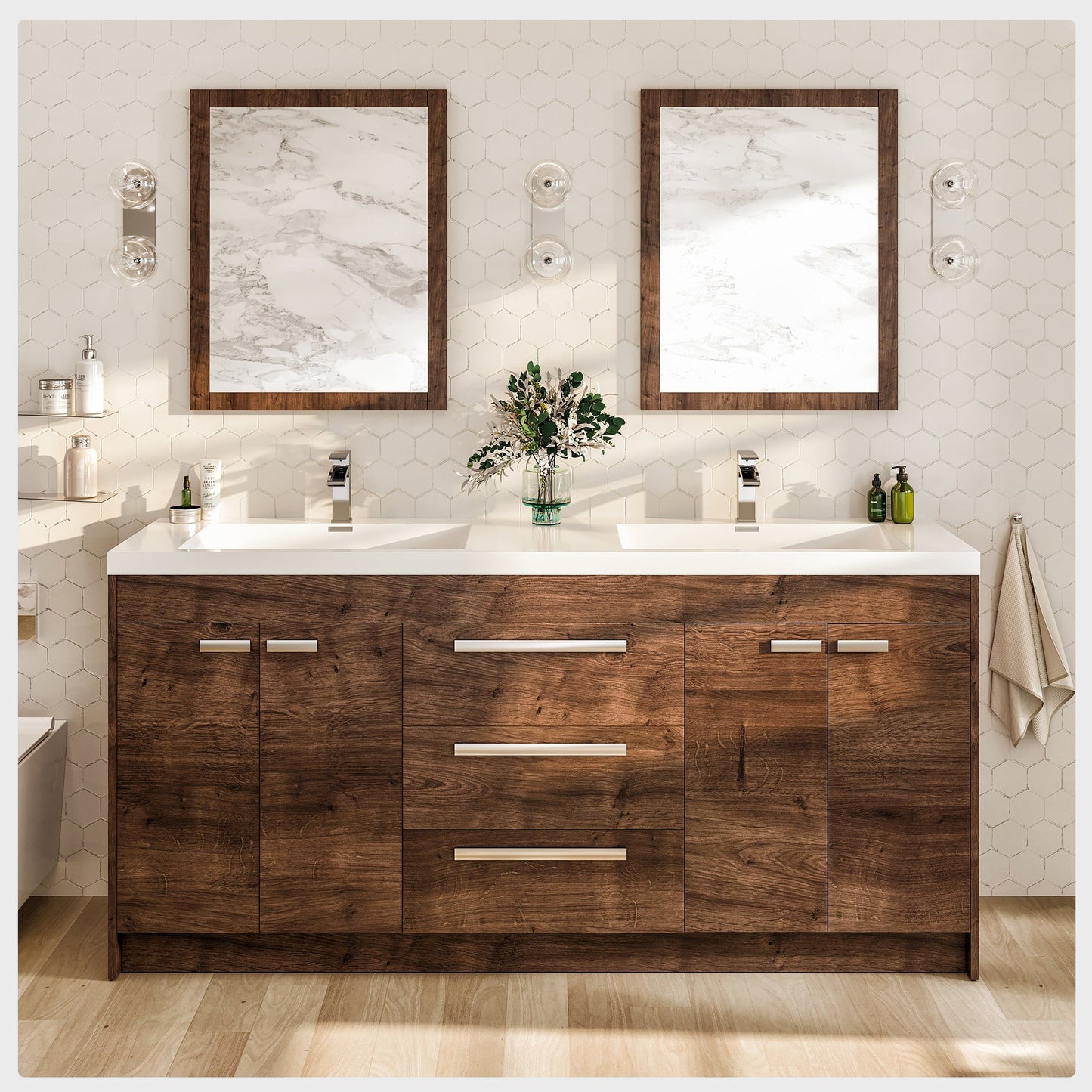 Eviva Lugano Bath Vanity with Acrylic Top and Integrated Sink (24"-84")