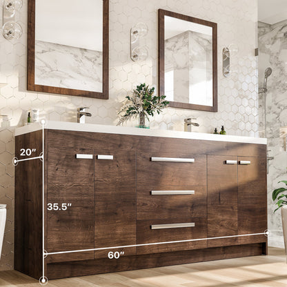 Eviva Lugano Bath Vanity with Acrylic Top and Integrated Sink (24"-84")