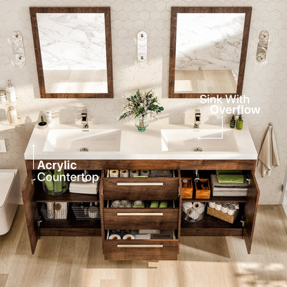 Eviva Lugano Bath Vanity with Acrylic Top and Integrated Sink (24"-84")