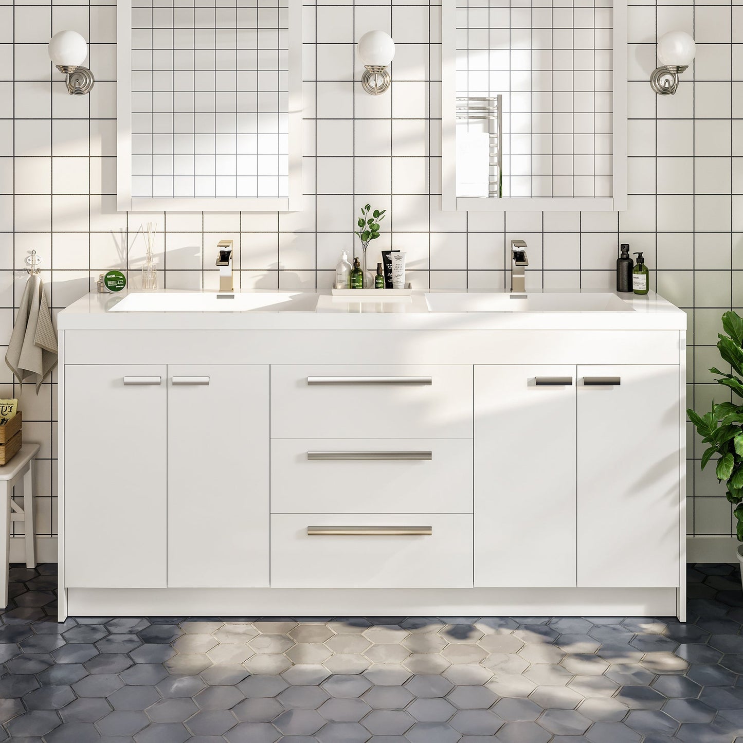 Eviva Lugano Bath Vanity with Acrylic Top and Integrated Sink (24"-84")