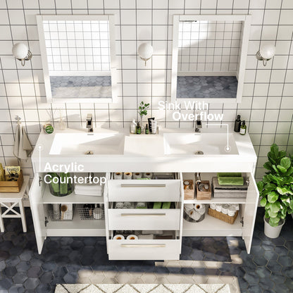 Eviva Lugano Bath Vanity with Acrylic Top and Integrated Sink (24"-84")