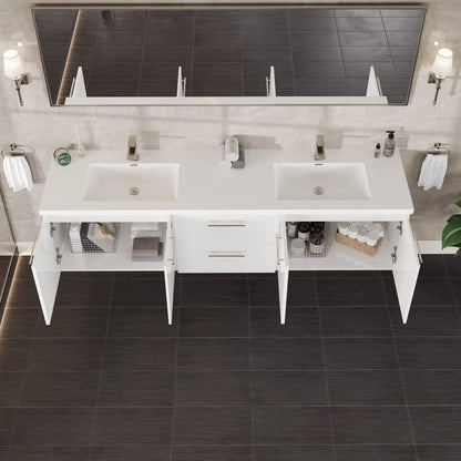 Eviva Lumina Wall Mount Bath Vanity with Acrylic Top and Integrated Sinks
