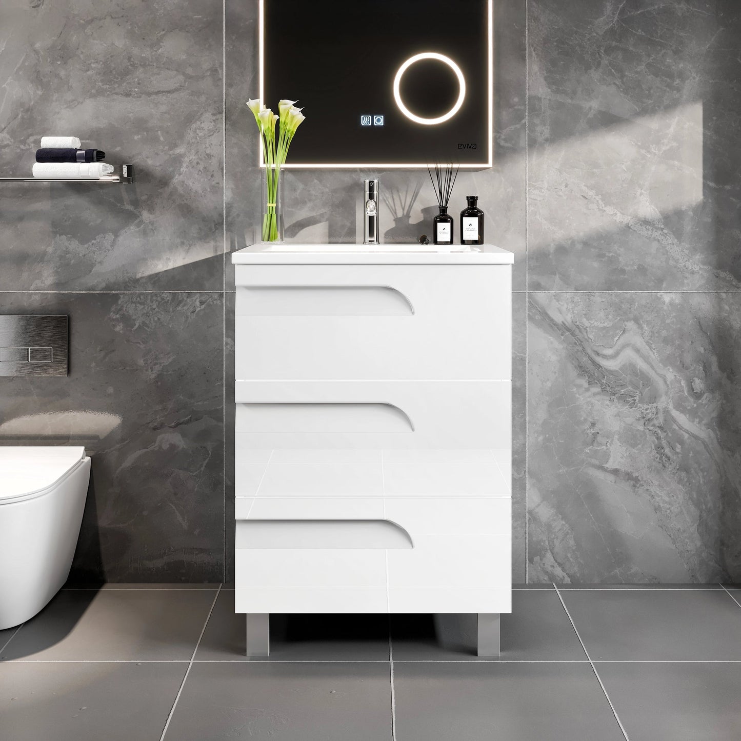 Eviva Joy Bath Vanity with Porcelain Top and Integrated Sink (24"-40")