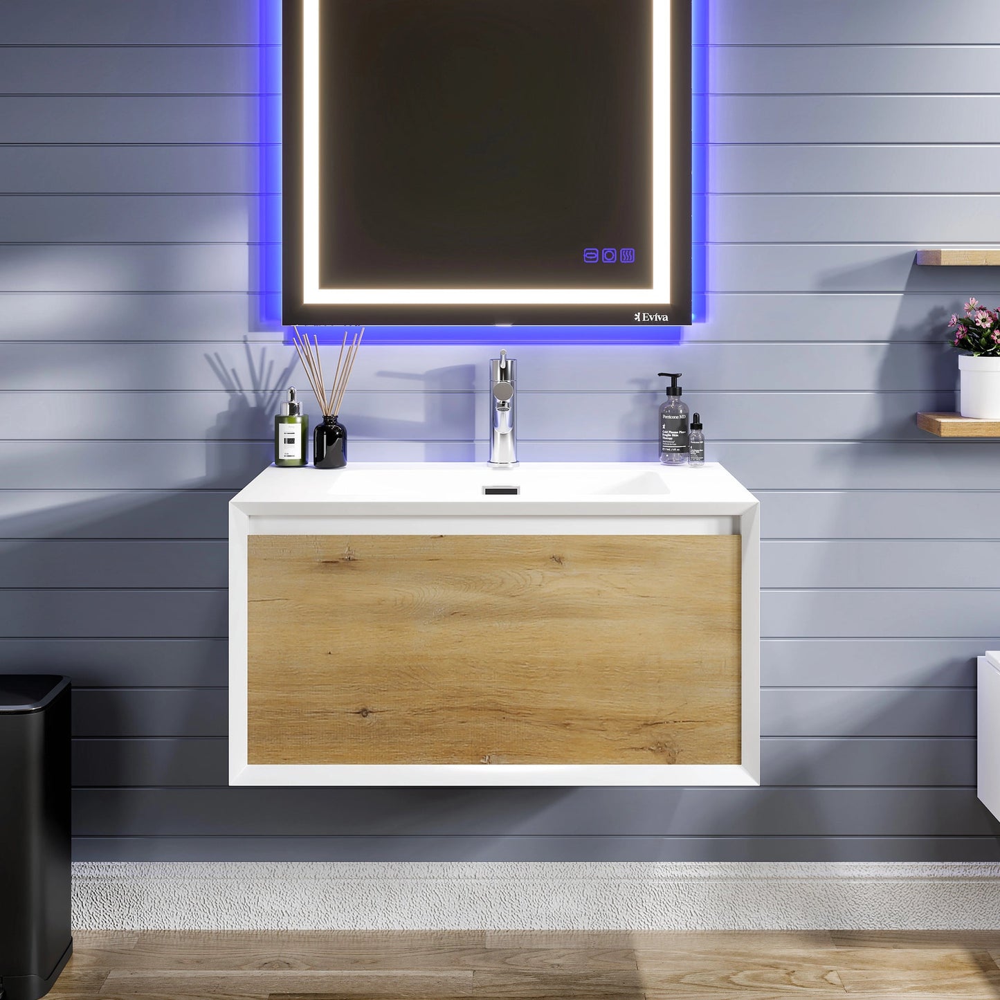 Eviva Venice Wall Mount Bath Vanity with Acrylic Top and Integrated Sink