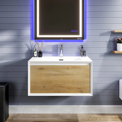 Eviva Venice Wall Mount Bath Vanity with Acrylic Top and Integrated Sink