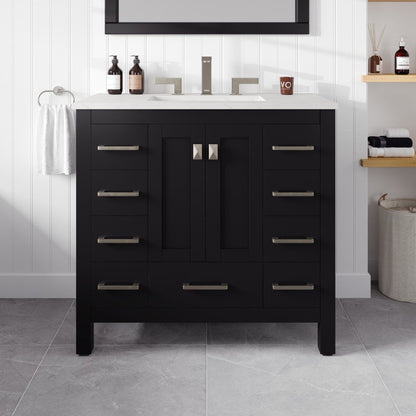 Eviva Hampton Bath Vanity with Carrara Quartz Top and Undermount Porcelain Sink