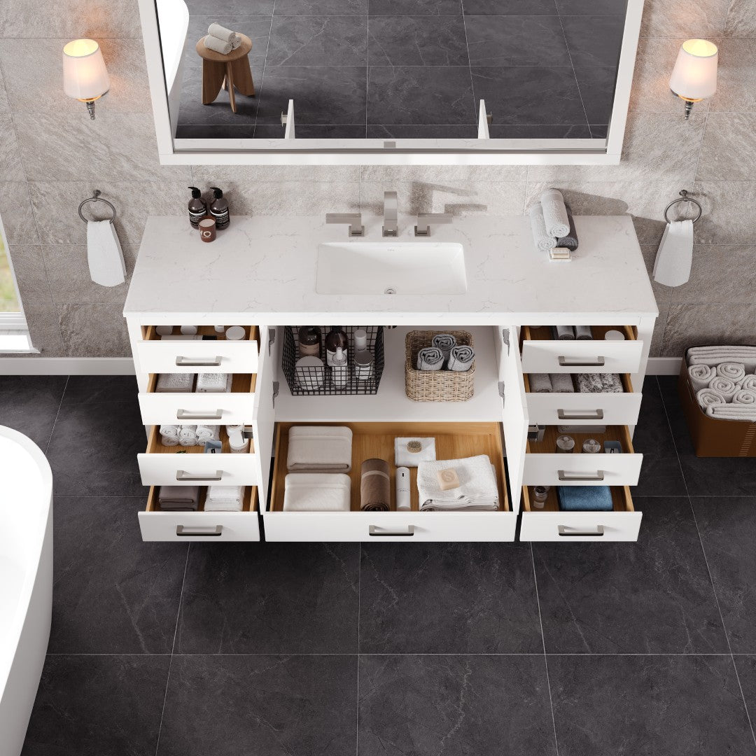 Eviva Aberdeen Bath Vanity with Counter Top and Undermount Porcelain Sink (24"-96")