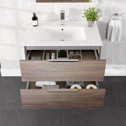 Eviva Marina Bath Vanity with Porcelain Top and Integrated Sink