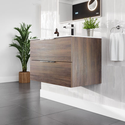 Eviva Marina Bath Vanity with Porcelain Top and Integrated Sink