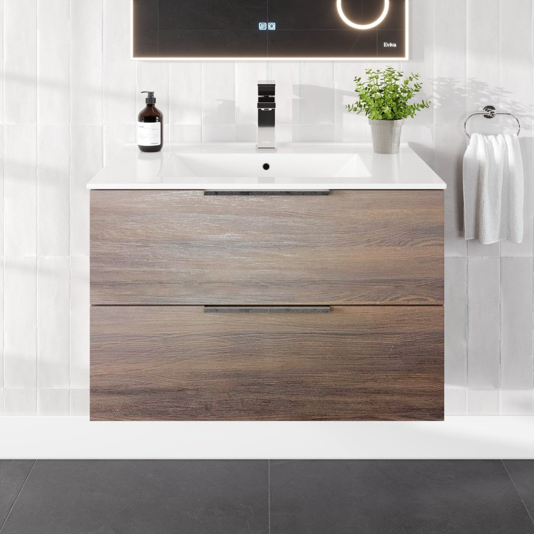 Eviva Marina Bath Vanity with Porcelain Top and Integrated Sink