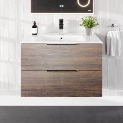 Eviva Marina Bath Vanity with Porcelain Top and Integrated Sink
