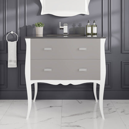 Eviva Aranjuez Bath Vanity with Tempered Glass Top and Integrated Sink (24"-32")
