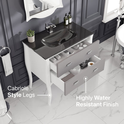 Eviva Aranjuez Bath Vanity with Tempered Glass Top and Integrated Sink (24"-32")