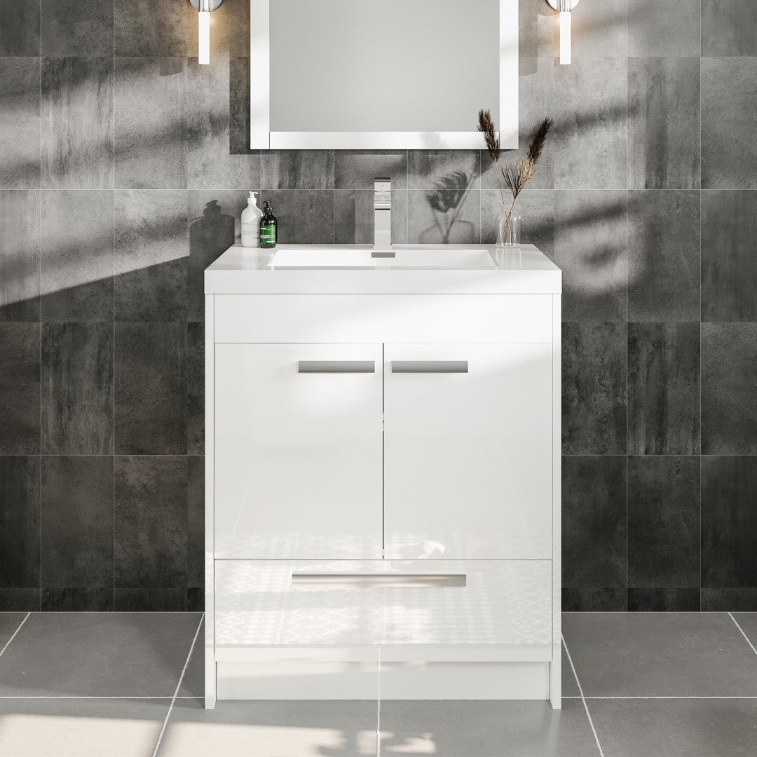 Eviva Lugano Bath Vanity with Acrylic Top and Integrated Sink (24"-84")