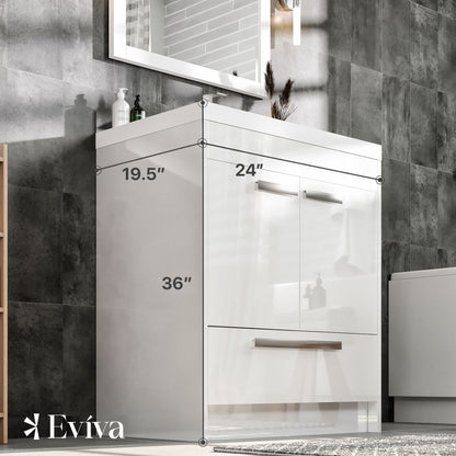 Eviva Lugano Bath Vanity with Acrylic Top and Integrated Sink (24"-84")