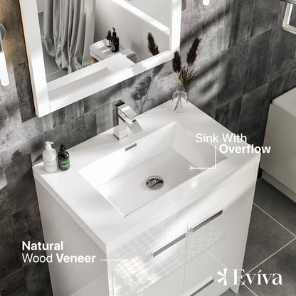 Eviva Lugano Bath Vanity with Acrylic Top and Integrated Sink (24"-84")