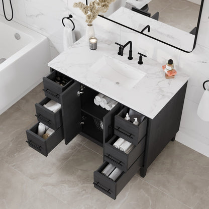 Eviva Graham Bath Vanity with Engineered Stone Top and Integrated Sink (30"-72")